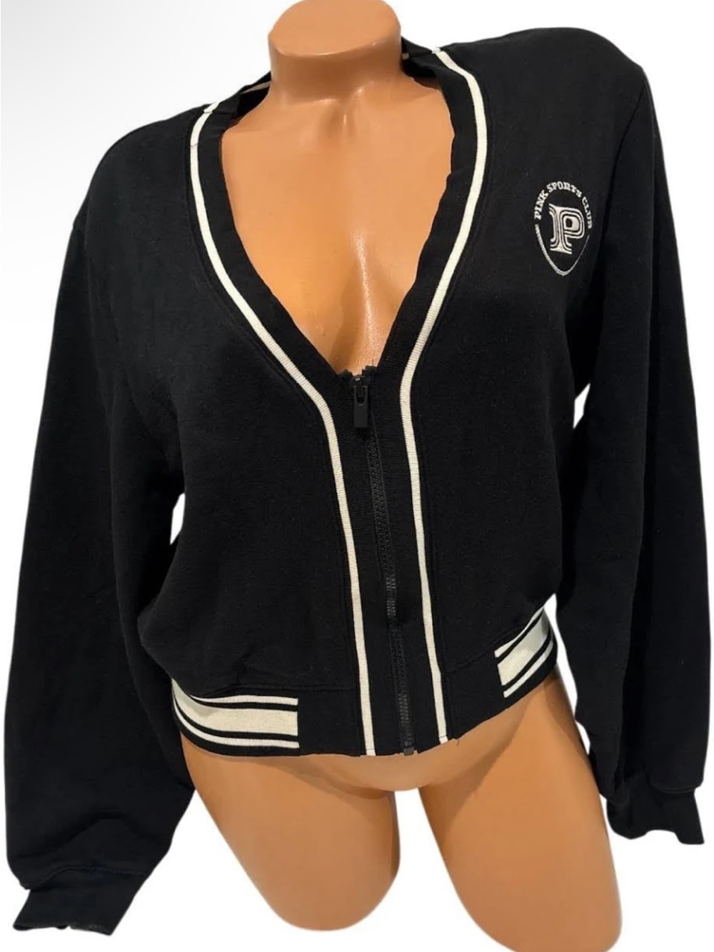 PINK Victoria's Secret Black Zip-Front Varsity Jacket INCLUDES matching skort.
